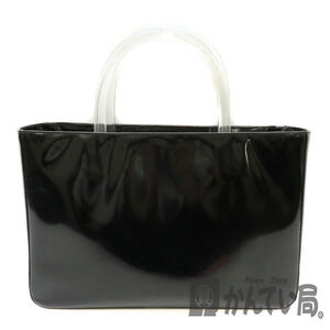 Prada Tote Bag Enamel Clear Black